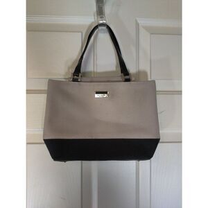 KATE SPADE Canvas Shoulder Bag Natural & Black 11 x 8 inches